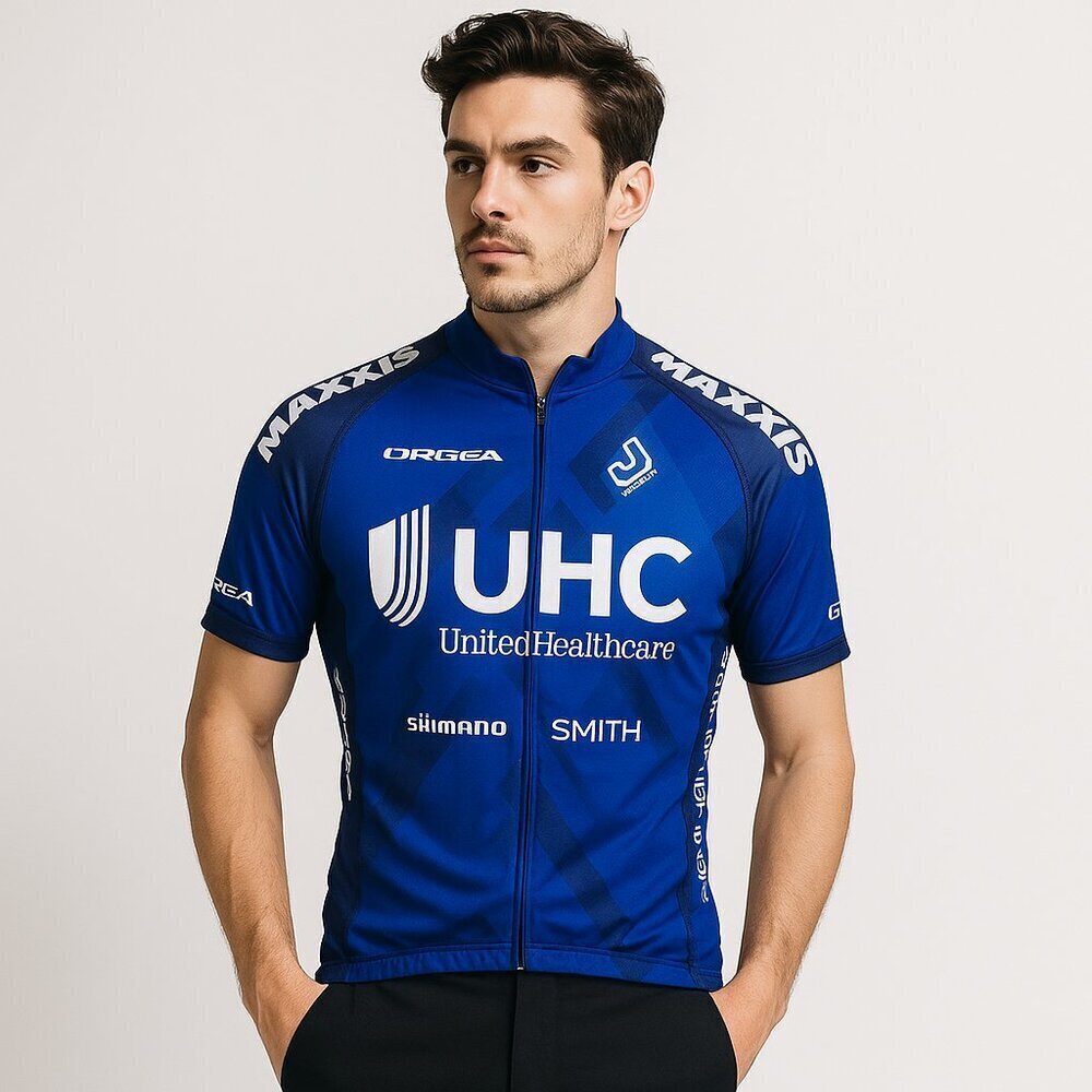 Jakroo UHC Pro Cycling Team Jersey Mesh Full-Zip Race Fit Blue Size S